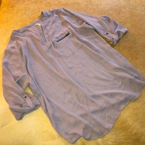 Maurice’s 0X sheer zipper pocket blouse in antique lilac